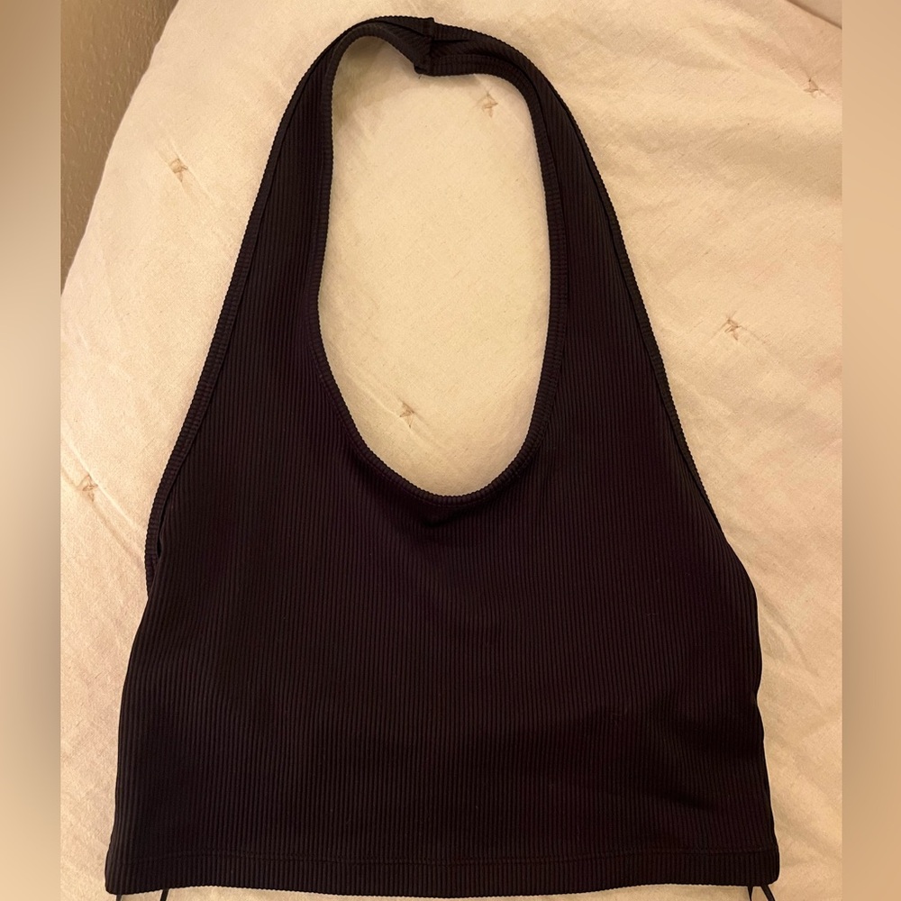 Black Ribbed Halter Top